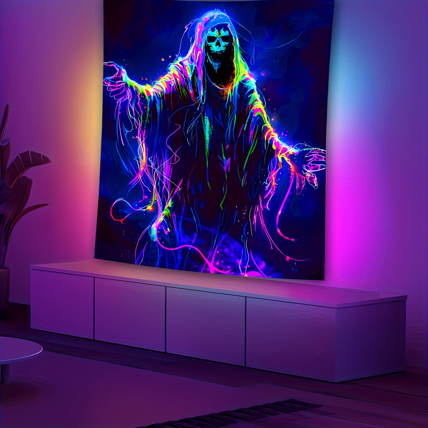 Esports Gaming Live - VIKAMA Halloween Cyberpunk néon crâne tapisserie