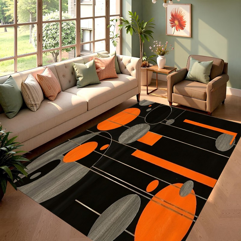 Tapis géométrique noir et oran - Esports Gaming Live avis et prix