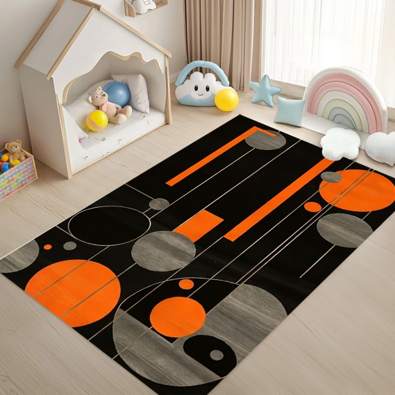 Tapis géométrique noir et oran - Esports Gaming Live avis et prix